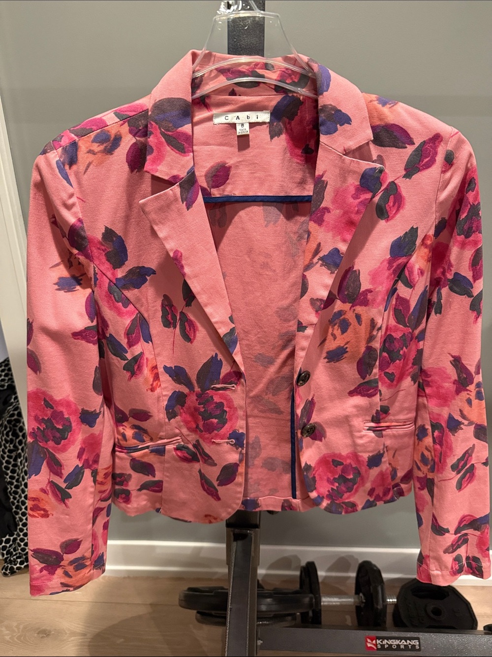 CAbi Pink Floral Tailored Cropped Blazer